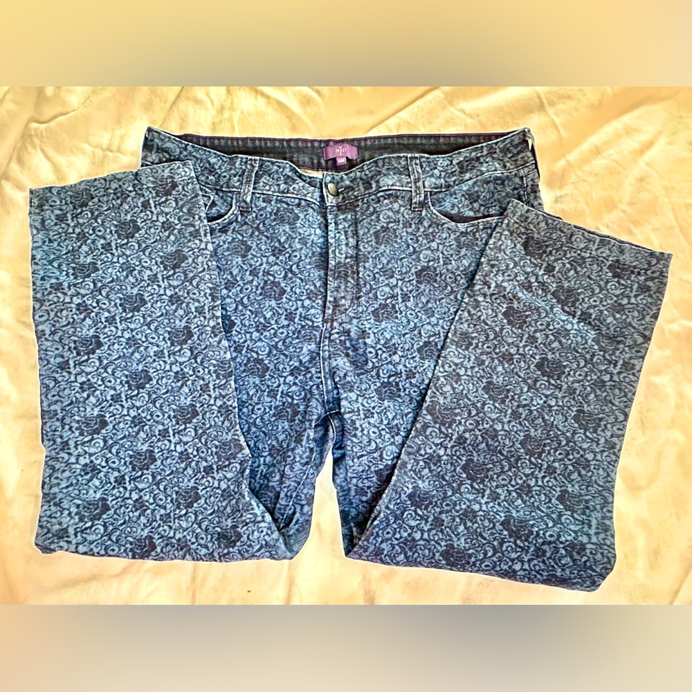 NYDJ Ankle Length Rose Print Denim fabric jeans